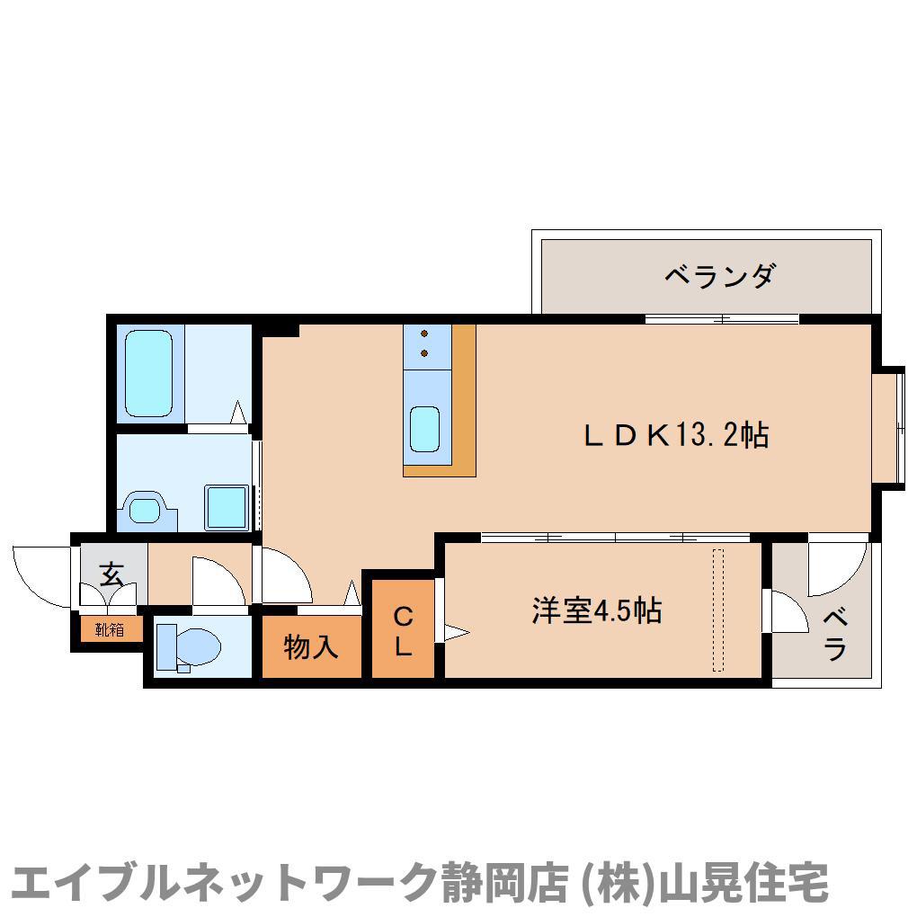 ローラス茶町(1LDK/2階)の間取り写真