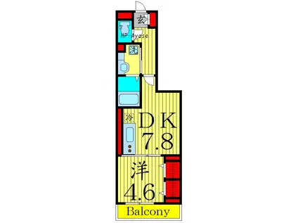 セレスティア大谷田(1DK/1階)の間取り写真