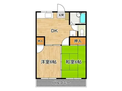 第2明紀マンション(2DK/2階)の間取り写真