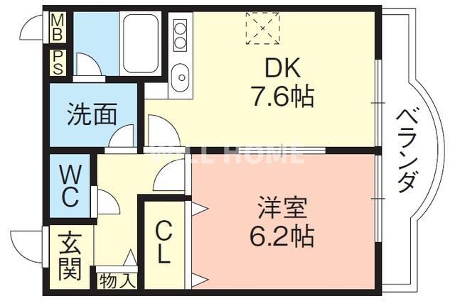 メゾン紀三井寺II(1DK/1階)の間取り写真