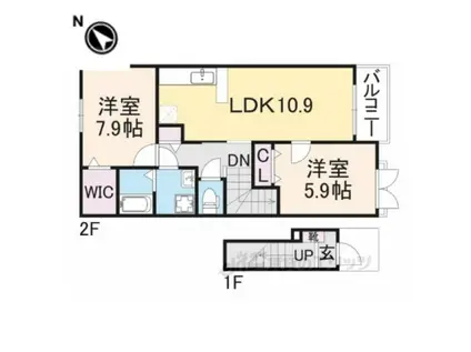 プリムローズ(2LDK/2階)の間取り写真