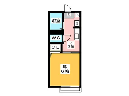 クレーハイム(1K/2階)の間取り写真