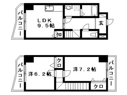 ティアラ植松(2LDK/5階)の間取り写真