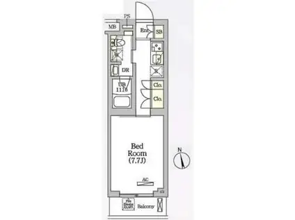 アークマーク南品川(1K/4階)の間取り写真