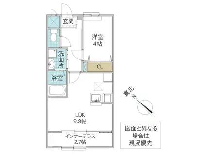 グラティテュード・K(1LDK/1階)の間取り写真