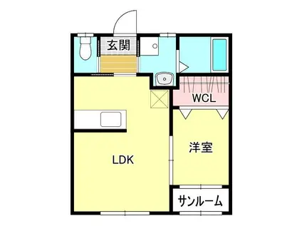 CULORI B棟(1LDK/1階)の間取り写真