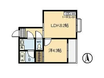 ライトコート(1LDK/1階)の間取り写真