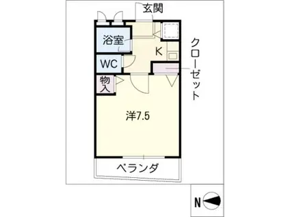 エストゥデオ(ワンルーム/3階)の間取り写真