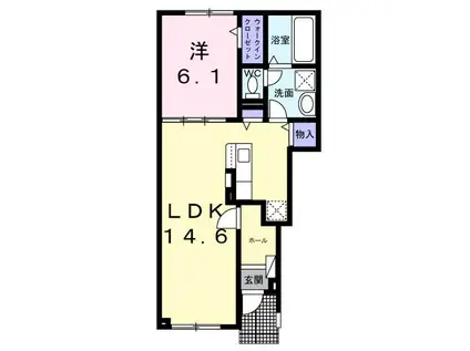 ティエラIII(1LDK/1階)の間取り写真