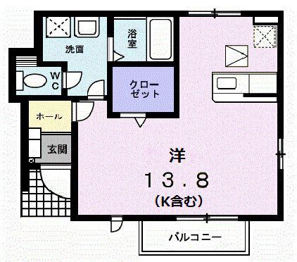 ヴィオラ(ワンルーム/1階)の間取り写真