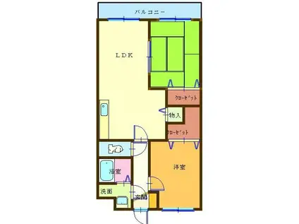 サンライズ清和(2LDK/1階)の間取り写真