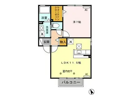 フラワーレジデンス鈴木拾番館(1LDK/1階)の間取り写真