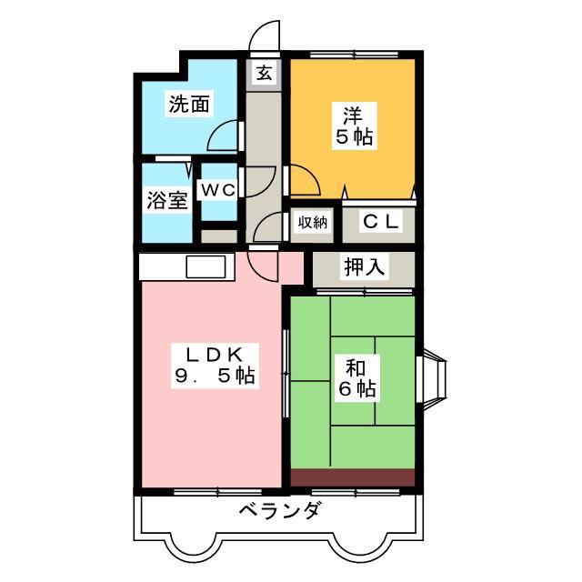 リバーサイド富士 II(2LDK/1階)の間取り写真