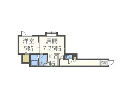 グランツリーベ篠路(1LDK/2階)の間取り写真