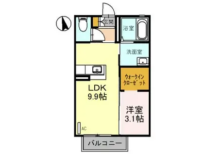サンフール三上 A棟(1LDK/1階)の間取り写真