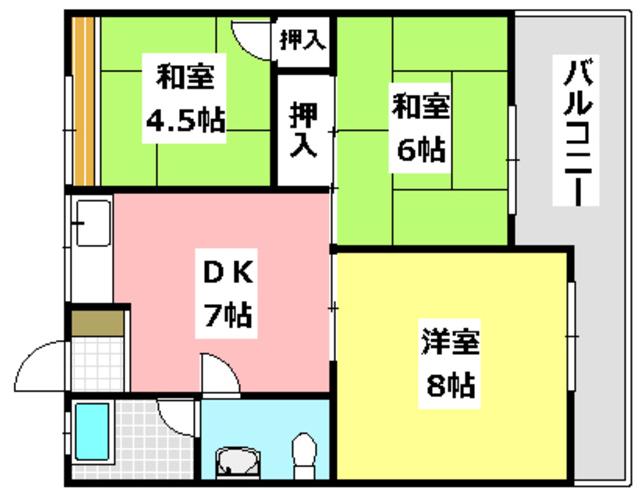 田中第二マンション(3DK/2階)の間取り写真