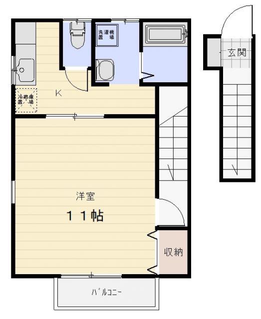 メルシー(1K/2階)の間取り写真
