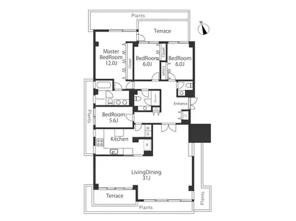 NISHINO HOUSE(4LDK/1階)の間取り写真