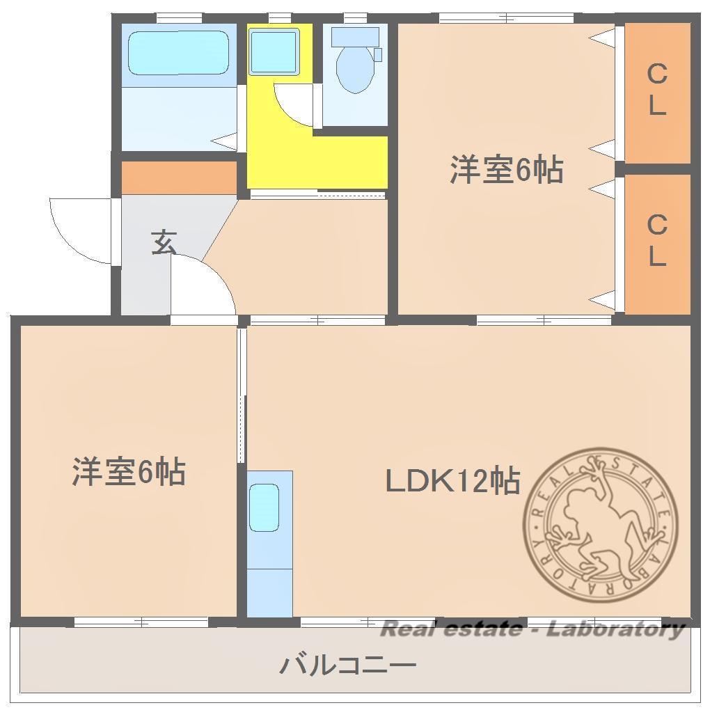 清水コーポ(2LDK/4階)の間取り写真