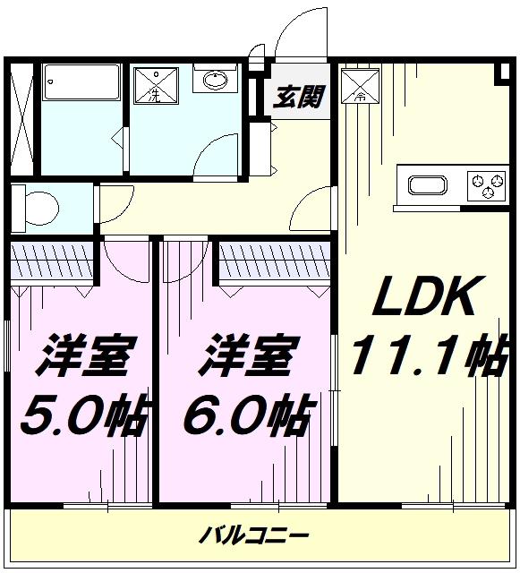 リブリ・グリーンSTAGE(2LDK/2階)の間取り写真