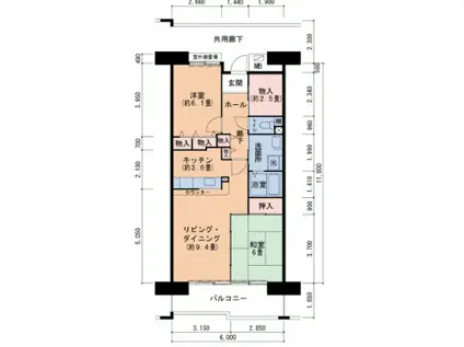 酉島リバーサイドヒルなぎさ街(2LDK/7階)の間取り写真