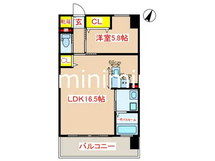 ISORA(1LDK/4階)の間取り写真