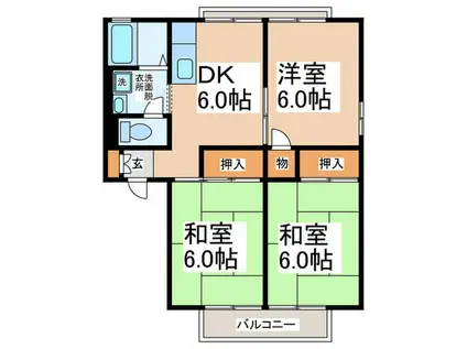 プリミエールII(3DK/2階)の間取り写真