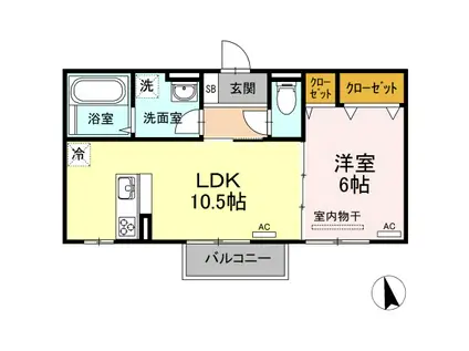 サンハイム青江(1LDK/2階)の間取り写真