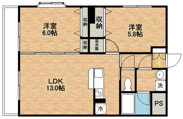 レジデンス下栗(2LDK/2階)の間取り写真