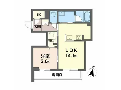 ルリエ府中レジデンス(1LDK/1階)の間取り写真