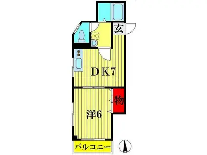 サンヒルズ大室(1DK/4階)の間取り写真