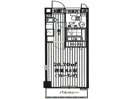 グリーンロード鷺宮II(1K/3階)の間取り写真