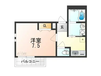 フジパレス西湊I番館(1K/3階)の間取り写真