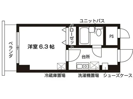 スクエア千駄木(ワンルーム/3階)の間取り写真