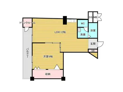 パルムハウス曽根(1LDK/2階)の間取り写真