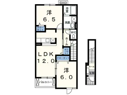 パラーシオ・M・スター(2LDK/2階)の間取り写真