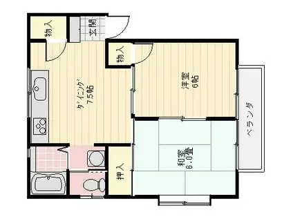 VIP南光台(2DK/1階)の間取り写真