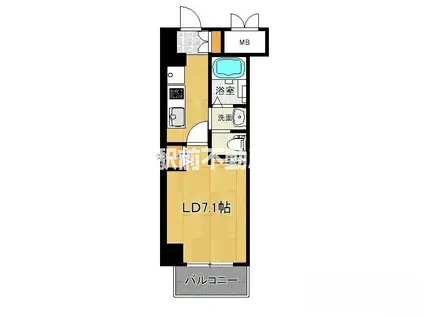 モントーレヒルズ佐賀(1K/1階)の間取り写真