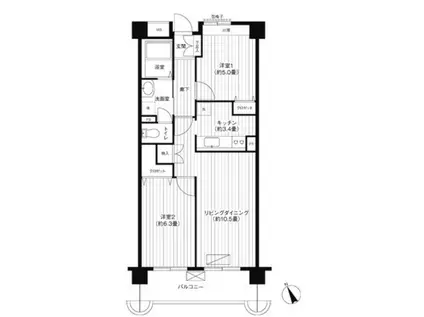 コーポレート西船橋(2LDK/4階)の間取り写真