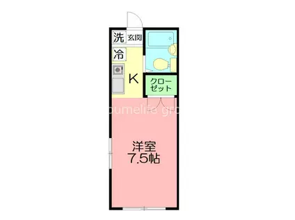 コーポラス林(1K/1階)の間取り写真