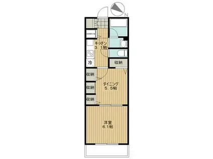 メルヴェーユ馬込(1DK/3階)の間取り写真