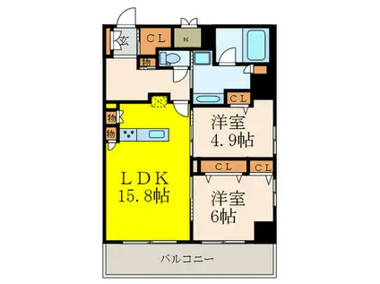 グランセジュール江坂(2LDK/12階)の間取り写真