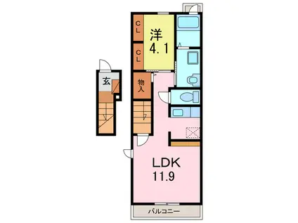 サピーV(1LDK/2階)の間取り写真