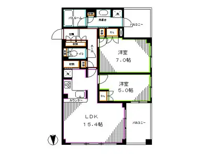 ガーデンコートT(2LDK/5階)の間取り写真