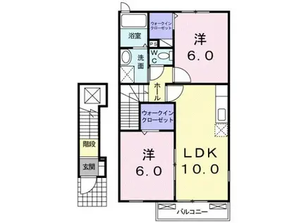 HAPPY LIFE 勝田I(2LDK/2階)の間取り写真