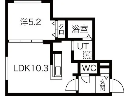 ALPHA東札幌A2(1LDK/1階)の間取り写真