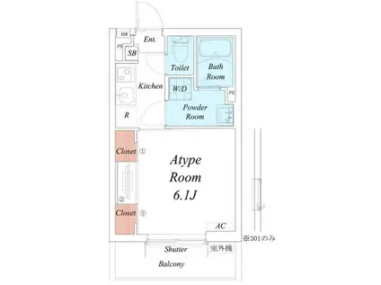 リブリ・津田沼II(1K/1階)の間取り写真