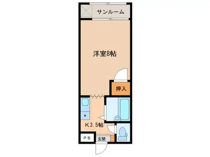 ラミューズ伏見台(1K/3階)の間取り写真