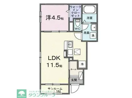 ヴィルコメン(1LDK/1階)の間取り写真