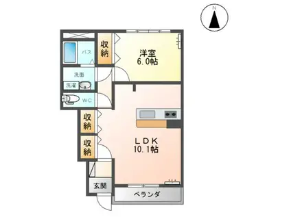 グレーシアI(1LDK/1階)の間取り写真